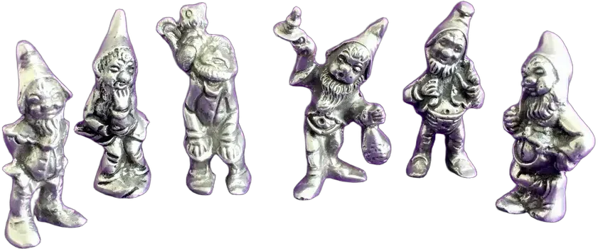 Muñecos Enanos Duendes Metálicos Plateado