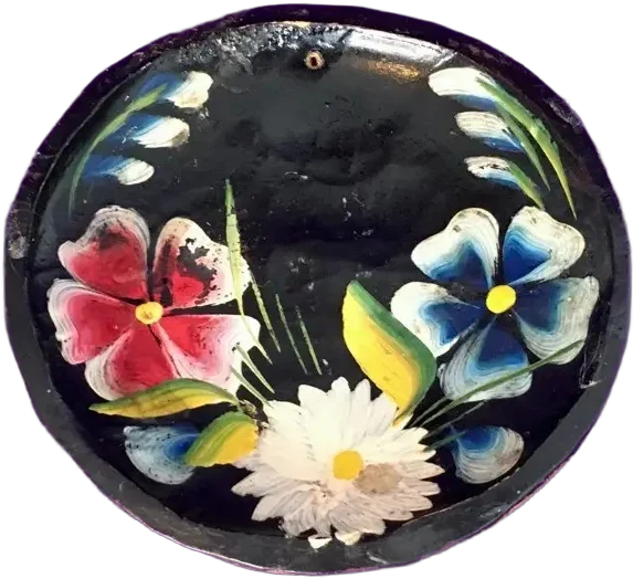 Platito De Madera Arte Popular Antiguo Negro