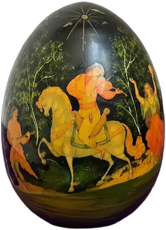 Antiguo Huevo De Pascua Laqueado Decoración Vintage Retro