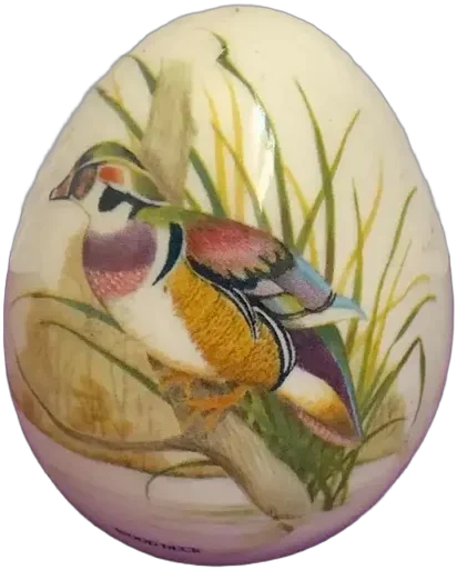 Antiguo Huevo Pato Madera, Decoración Vintage