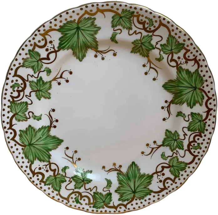 Plato Decorativo Porcelana De Hueso Vintage Verde Oscuro Floreado