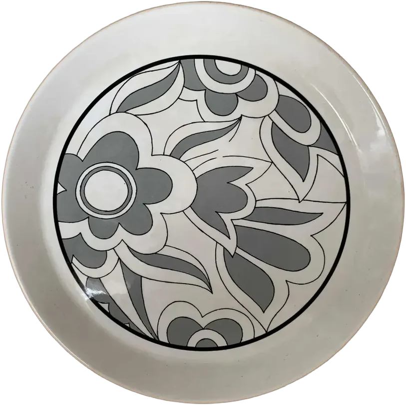 Plato Bora Bora Porcelana Vintage Blanco Geométrico