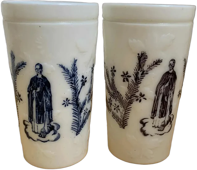 Antiguos Vasos De Veladora De Vidrio De Leche