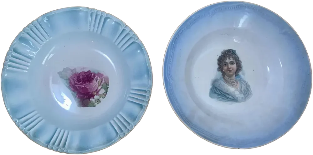Platos Antiguos Ensaladera O Decorativos Victorianos Azul Claro Victoriano