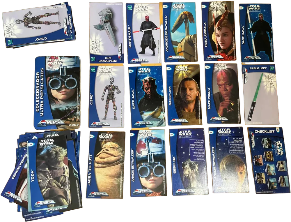 Lote Vintage Coleccionador +50 Tarjetas Star Wars Pepsi