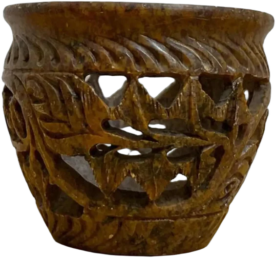 Antiguo Cuenco Vasija Piedra De Jabón Decoración Vintage