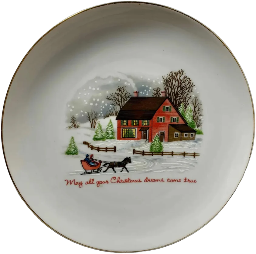 Plato Decoración Navideña Vintage Blanco Navidad