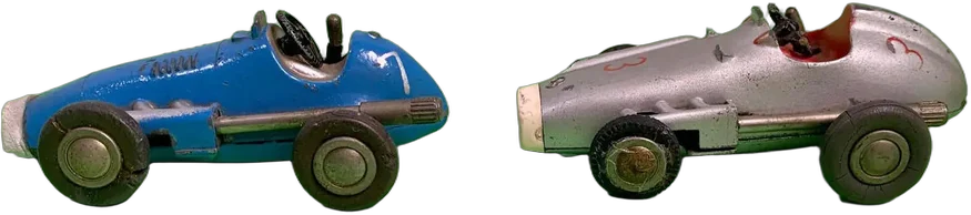Carros Micro Racer Schuco 50s Vintage Azul Y Plateado