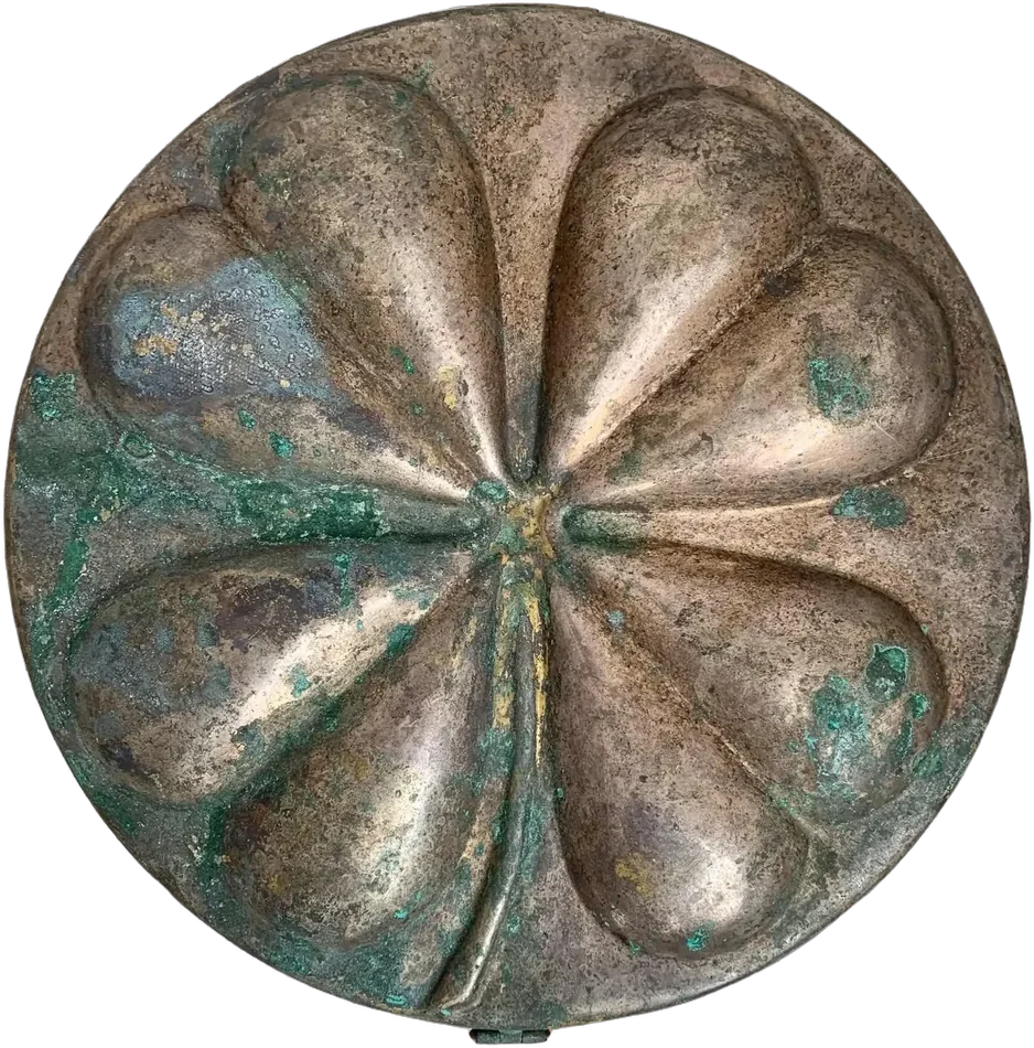 Antigua Caja Bronce Plateada Trébol
