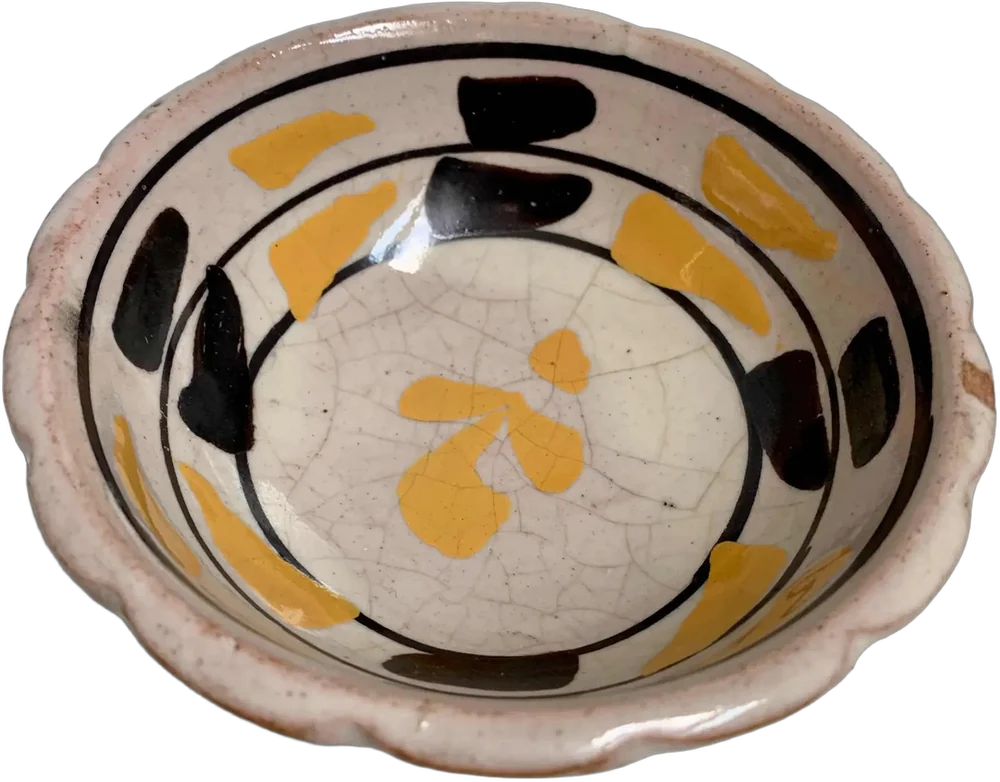 Antiguo Salero De Mesa Cerámica Amarillo