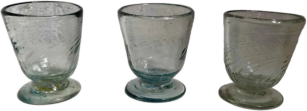 Antiguos Vasos Mezcal Vidrio Soplado Verde Claro