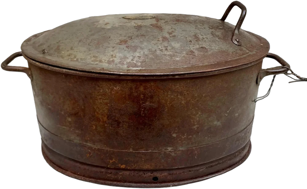 Antiguo Utensilio De Cocina Olla Con Tapa