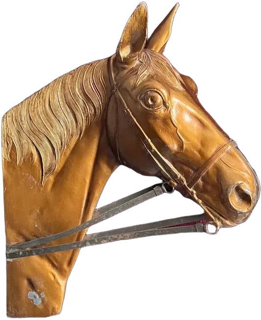 Antigua Escultura Caballo Enmarcado Bronce