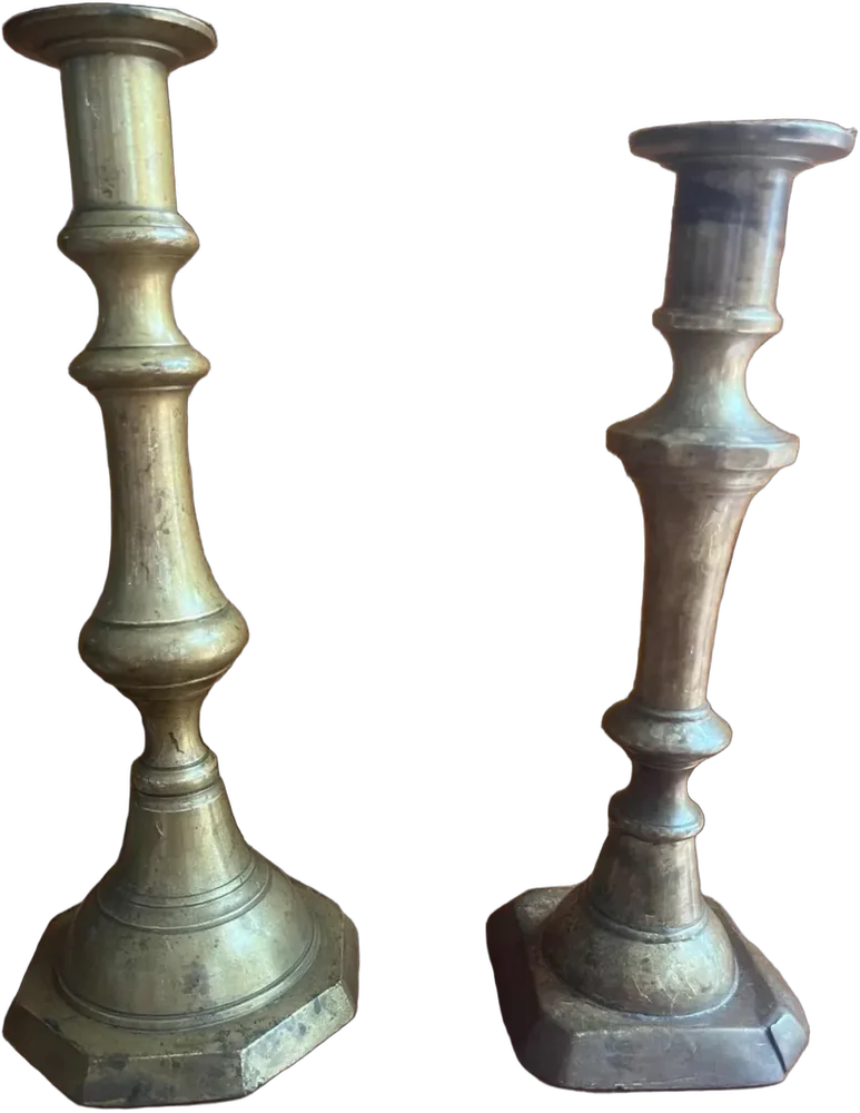 Antiguos Par Porta Velas Bronce Bronce
