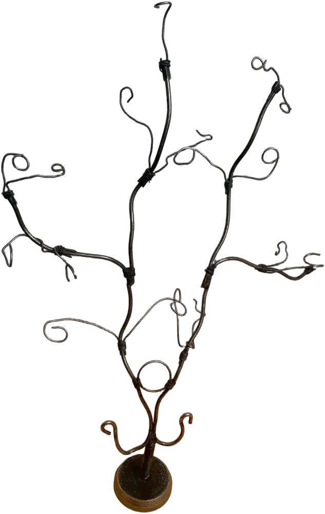 Árbol Cobre Porta Collares Anillos Vintage Gris