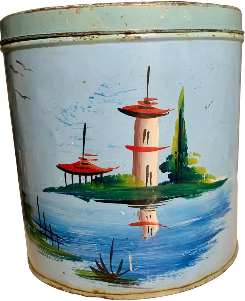 Vintage Bote Cocina Lámina Pintado A Mano — imagen 1