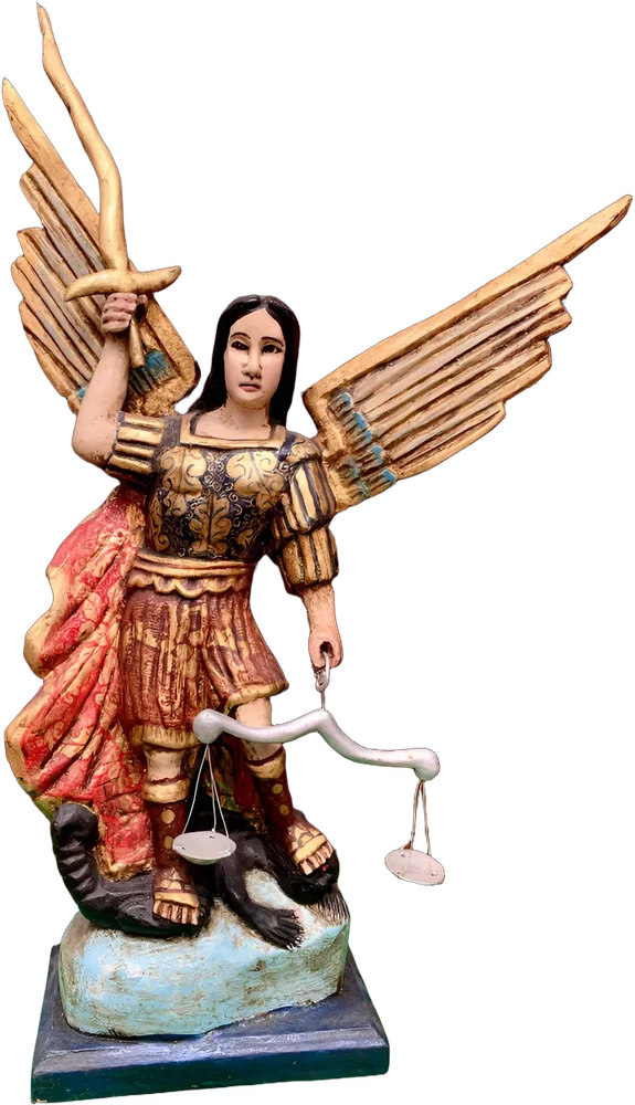 Figura Madera Arcángel San Miguel Policromado Policromado