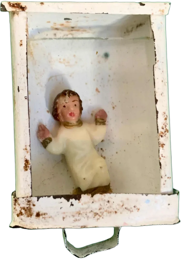 Antiguo Miniatura Nicho Niño Dios