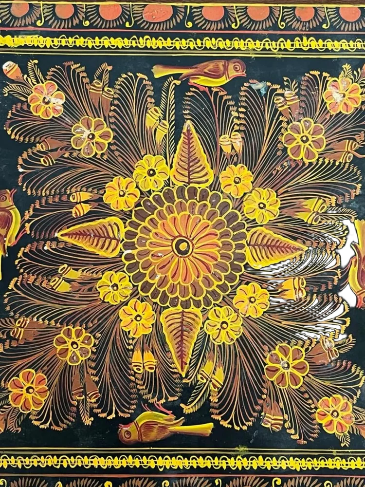 Cuadro Artesanal La Que Sobre Madera Mexico Naranja Claro Naranja