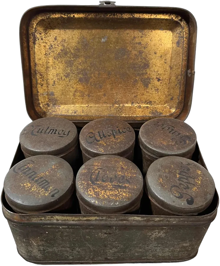 Antiguo Juego De Especieros Estaño