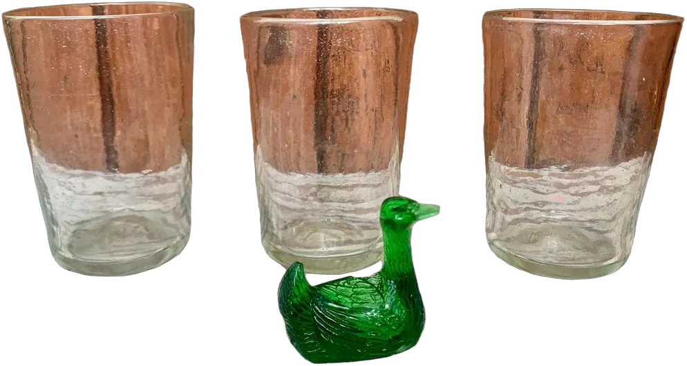 Tres Vasos Antiguos Vidrio Poblano