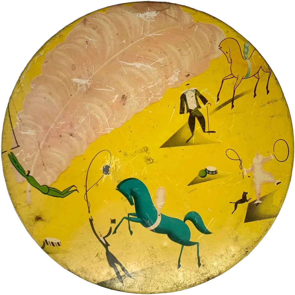 Vintage Caja Lámina Galletas Diseño Dali Circo Dali Circo