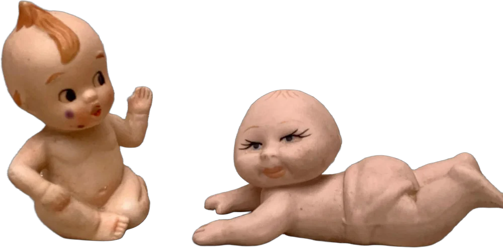 Vintage Dos Bebés Kewpi Porcelana Biscuit