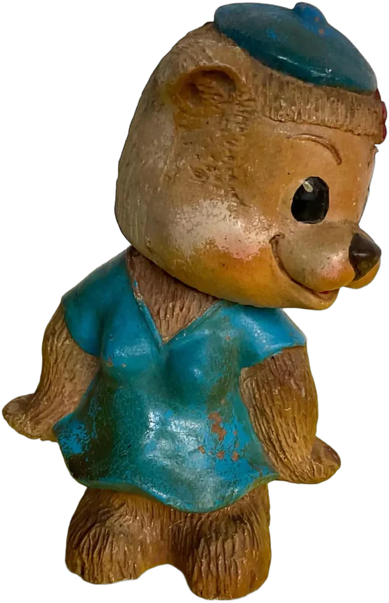 Antigua Figura Cabezón Osita Azul