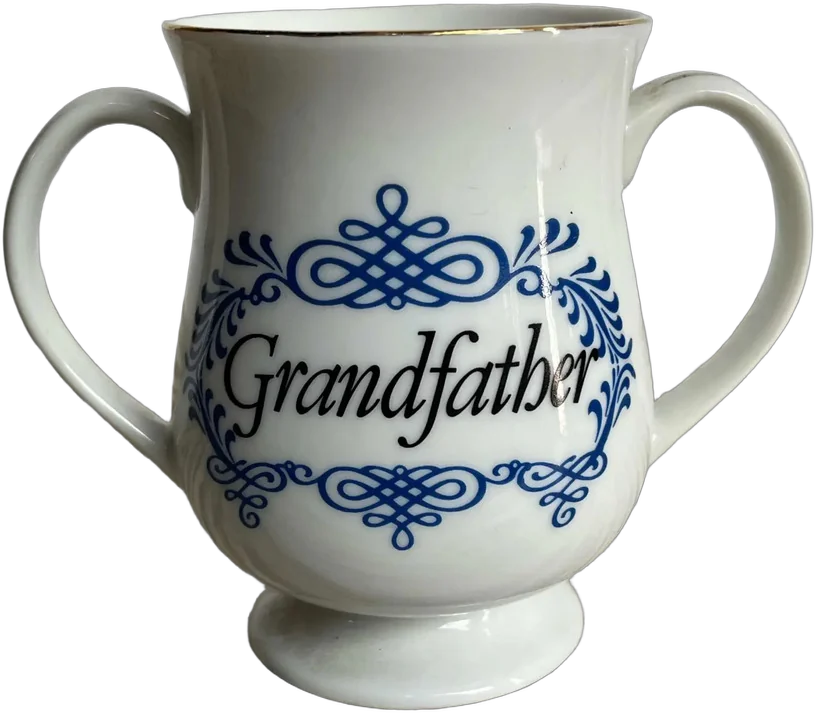 Vintage Taza Doble Asa Abuelo Blanco Decorativo