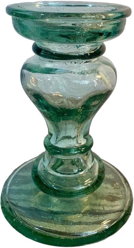 Vintage Porta Vela Vidrio Prensado Ver Verde