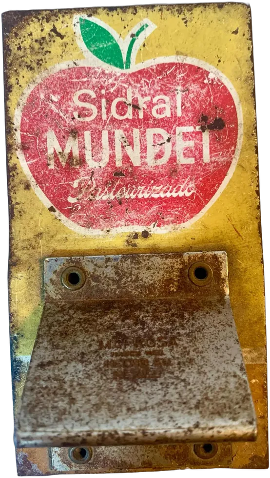 Vintage Destapador Lámina Publicitaria Refrescos Mundet Amarillo