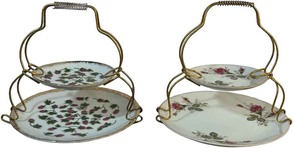 Vintage Par De Dulceros Porcelana Japón