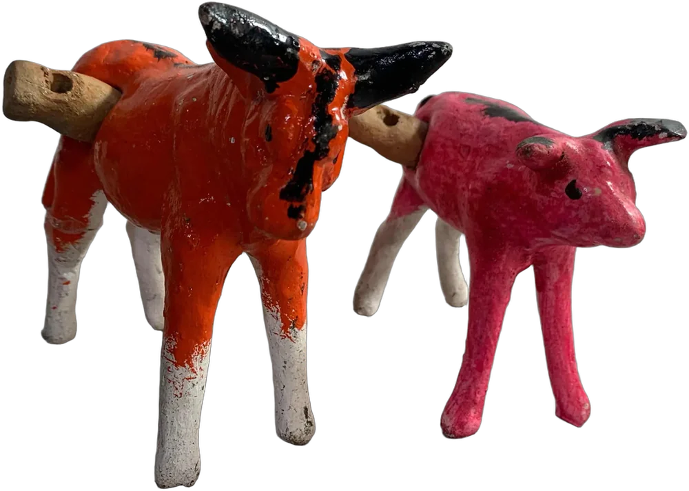Antiguas Artesanías Silbatos Barro Formas De Animales