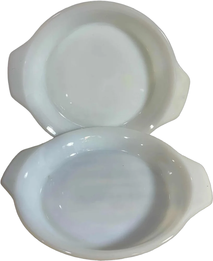 Vintage Molde Oara Hornear Vidrio Blanco Servirey Blanco