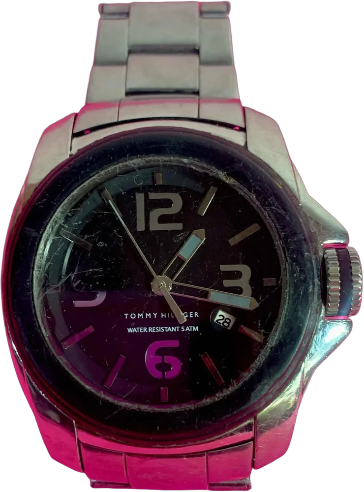 Vintage Reloj Tommy Hilfiger Plateado Negro — imagen 1
