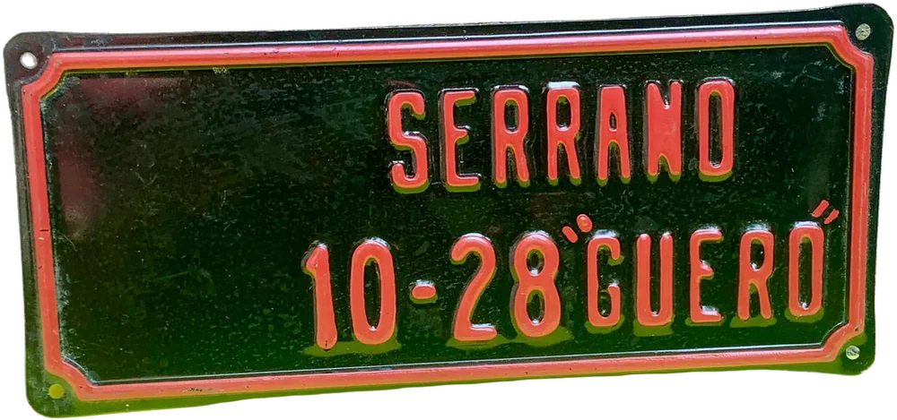 Vintage Placa Lámina Troquelada Personalizada Serrano Guero
