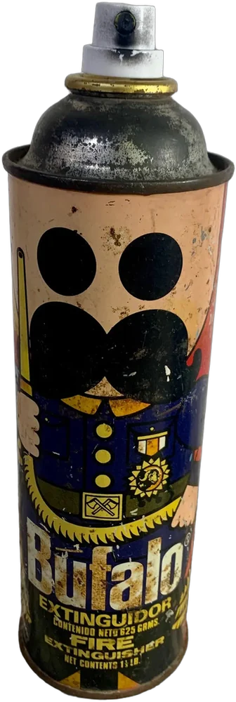 Antiguo Botella Lámina Extintor Bufalo