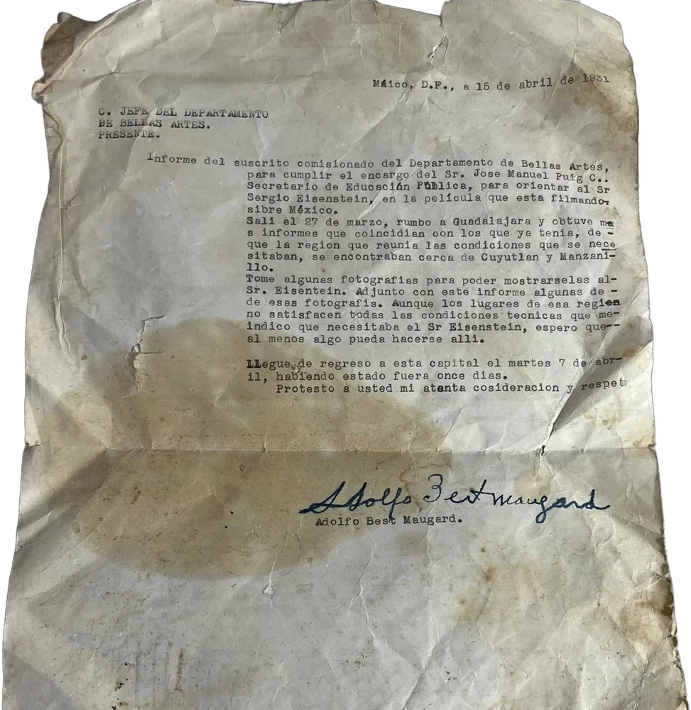 Carta Antigua Adolfo B. Sobre Sergio Eisenstein 1930 — imagen 1