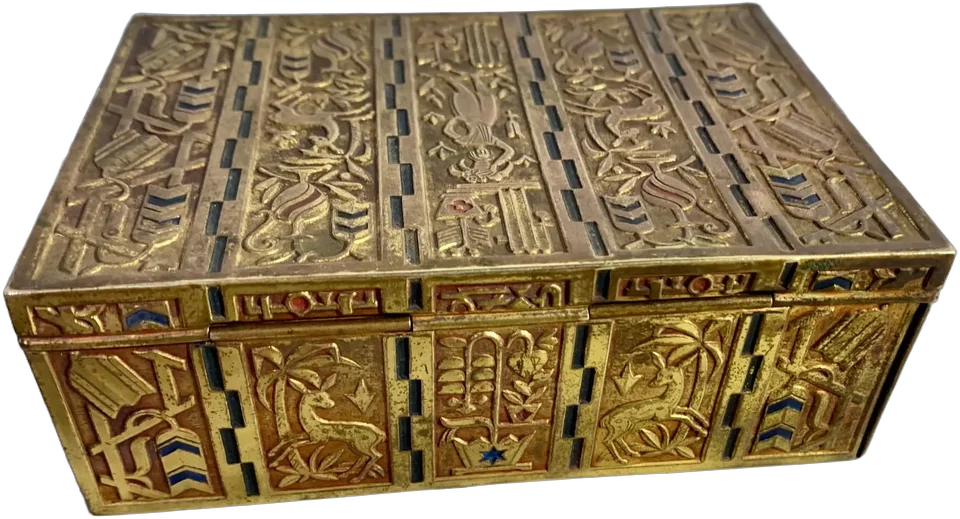 Antigua Caja Joyero Bauhaus Art Deco Erhard Sohne 1925 Dorado — imagen 1