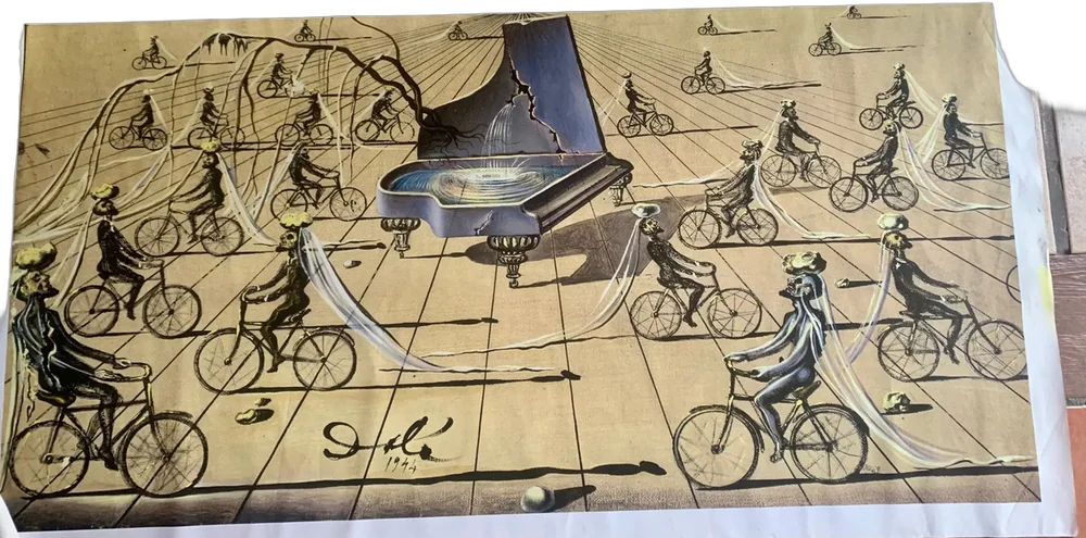 Póster Lienzo Pintura Con Bicicletas Salvador Dali