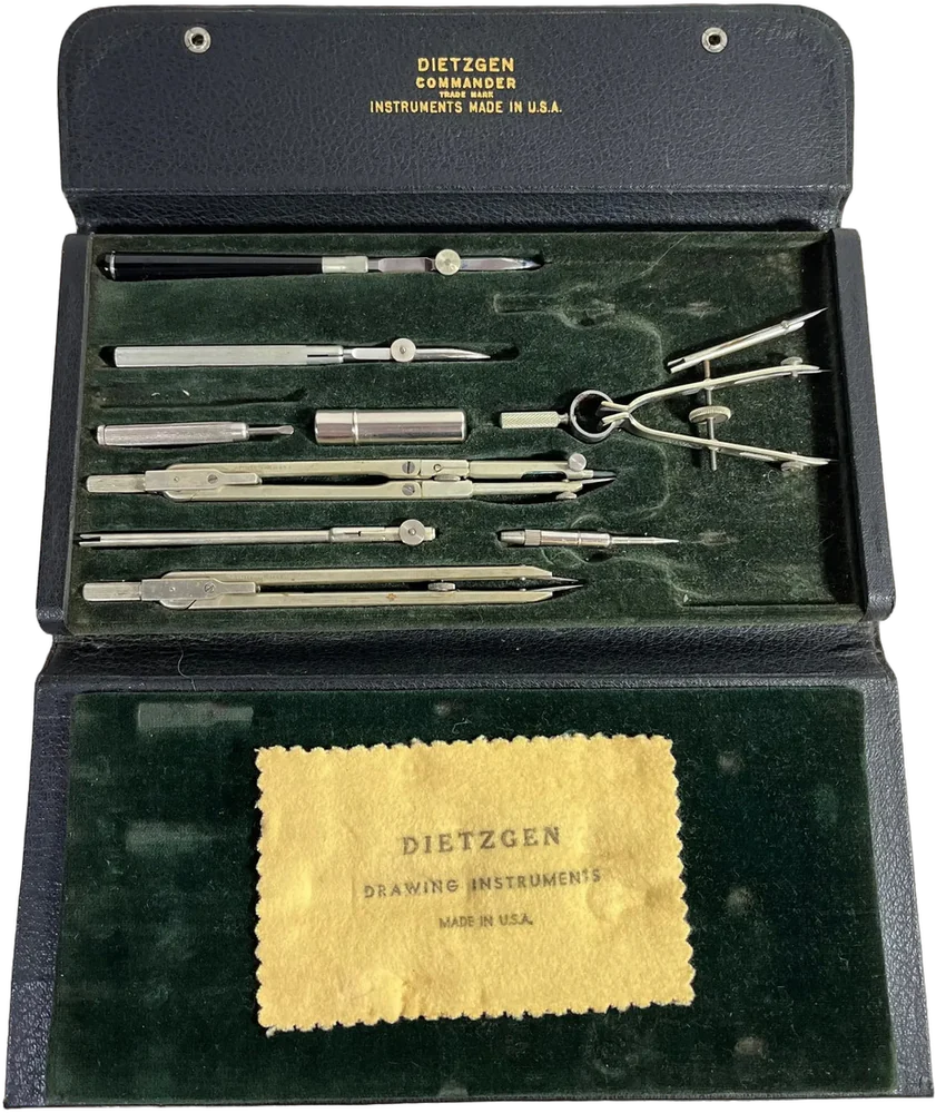Antiguo Juego De Instrumentos De Dibujo Dietzgen — imagen 1