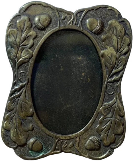 Antiguo Pequeño Marco De Bronce Mesa Dorado Oscuro