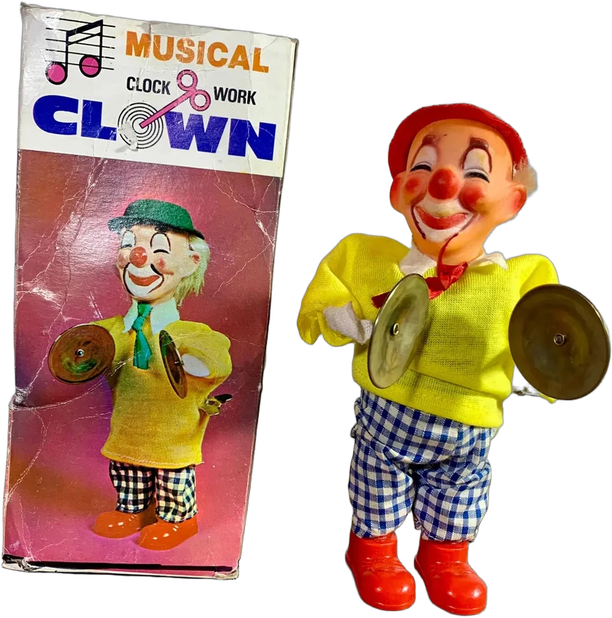 Muñeco De Cuerda Payasito Músico Vintage — imagen 1