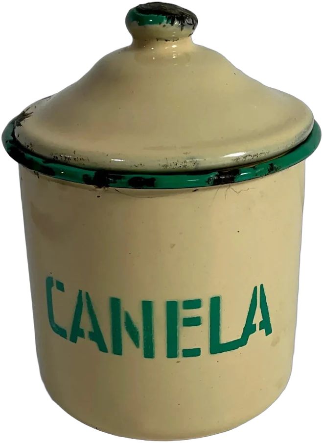 Antiguo Especiero Peltre Canela Crema