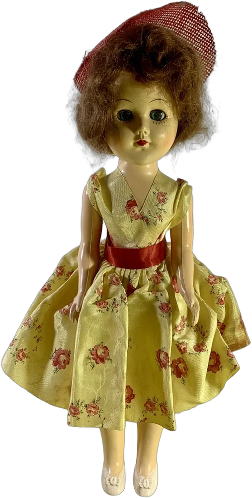 Muñeca Con Vestido Floreado Primaveral Vintage
