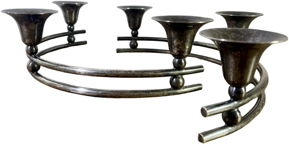 Portavelas Centro De Mesa Vintage Plateado