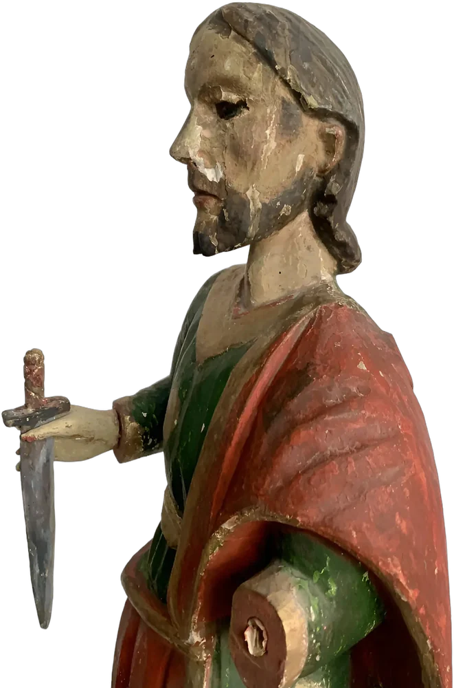 Figura De Santo Arte Sacro Siglo Xix Antigüedad Verde