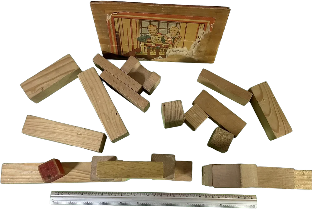 Antigüedad Juego De Construcción De Madera Alemania — imagen 1