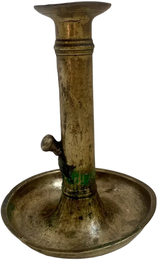 Antiguo Porta Velas Con Pistillo Dorado Oscuro