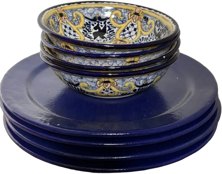 Vintage Platos Soperos Talavera Uriarte Azul Talavera